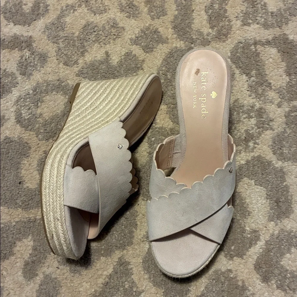 Kate Spade Tegan Wedge Mule Slide Sandal Espadrilles Pink Blush Color Size 7.5